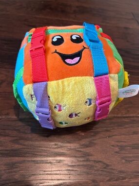 Buckle Toys Colorful Plush Sensory Activity Cube